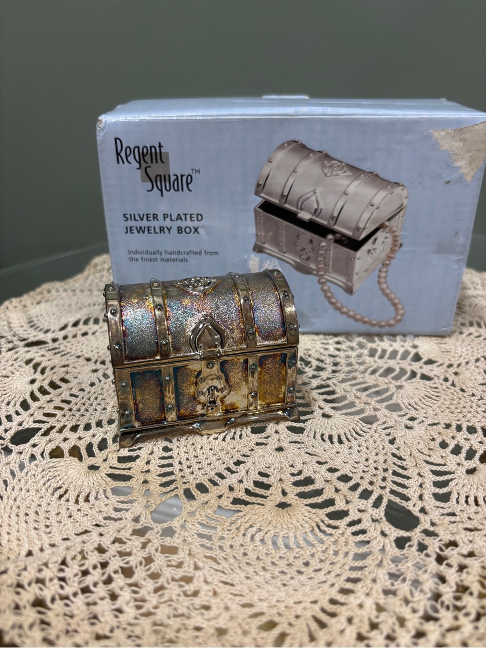 Silver-Plated Iridescent Treasure Jewelry Box